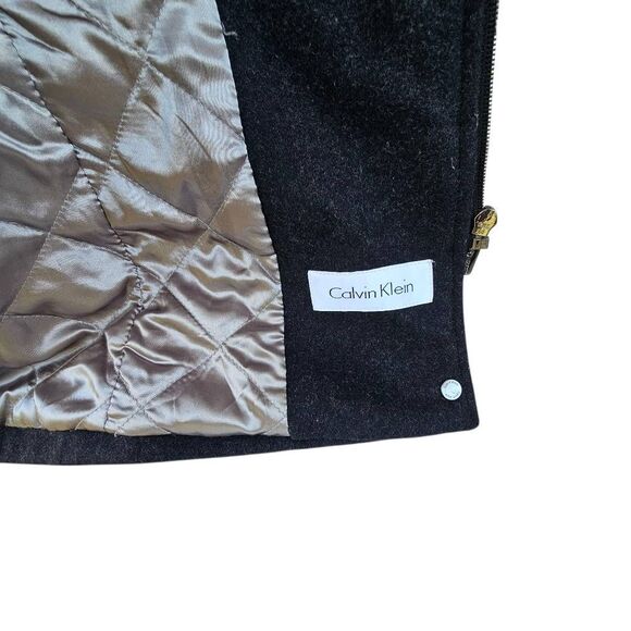 Calvin Klein Women’s 2X Wool Blend Duffle Coat Black Hooded Toggle Front Lined - Picture 8 of 9